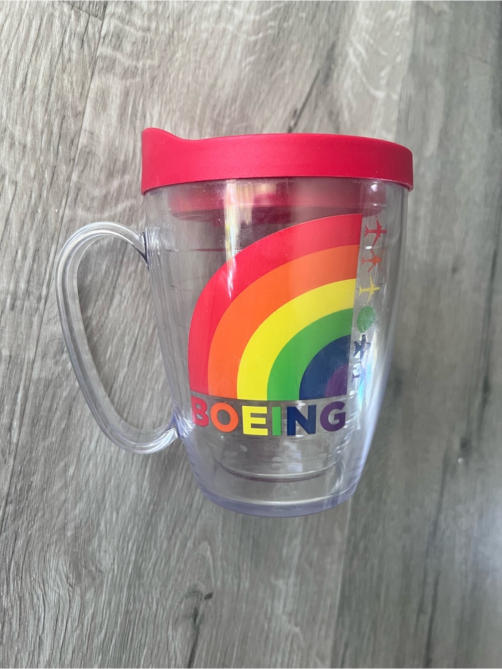 Boeing Tervis Rainbow Travel Tumbler Mug with Red Lid